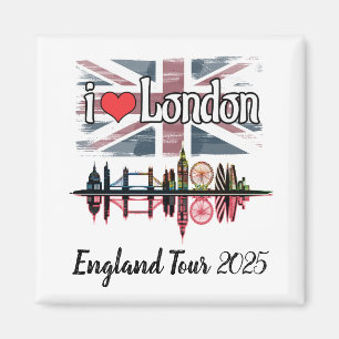 Anpassningsbar I Kärlek London Skyline Union Jack Magnet