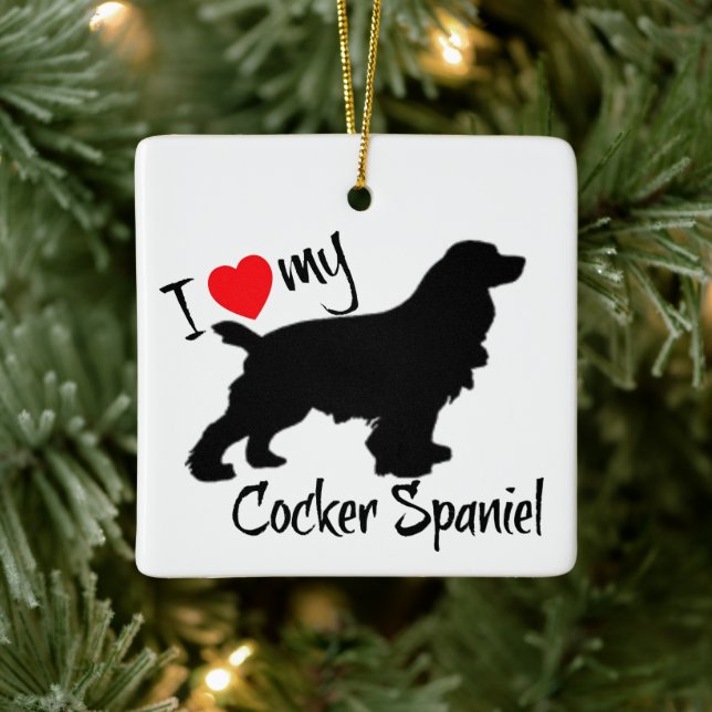 ANPASSNINGSBAR I Kärlek Min Cocker Spanska Hund Julgransprydnad Keramik (Träd)