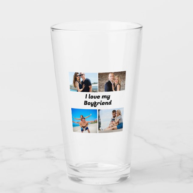 Anpassningsbar I kärlek min flickvän 4-foto Glaskopp (Framsida)
