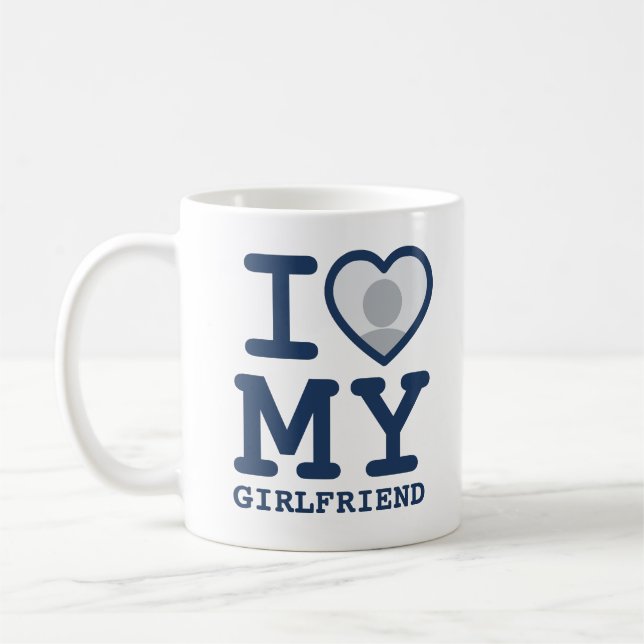 Anpassningsbar I kärlek min flickvänliga fotomext Kaffemugg (Vänster)