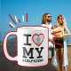 Anpassningsbar I kärlek min flickvänliga fotomext Kaffemugg (I love my girlfriend heart photo mug)
