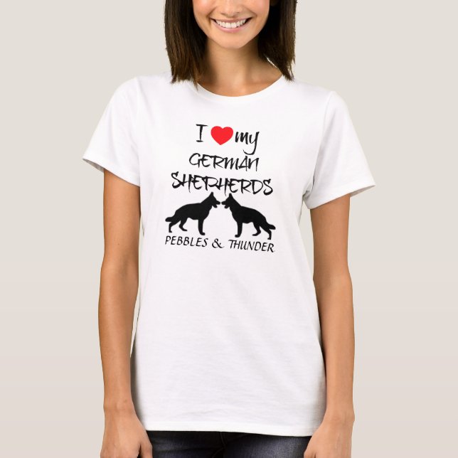Anpassningsbar I Kärlek Min tyska shepherd Tee (Framsida)