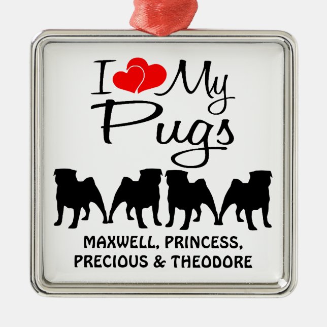 Anpassningsbar I Kärlek Mina fyra puggar Julgransprydnad Metall (Framsidan)