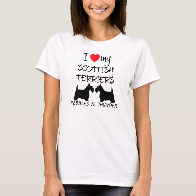 Anpassningsbar I Kärlek Mina skotska terriers Tee (Framsida)