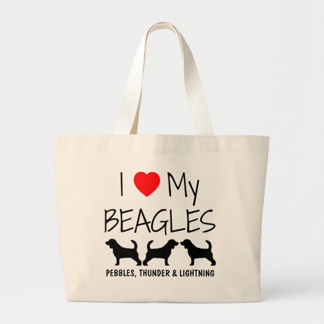 Anpassningsbar I Kärlek Mina tre Beagles Jumbo Tygkasse (Framsidan)
