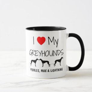 Anpassningsbar I Kärlek Mina tre greyhound Mugg