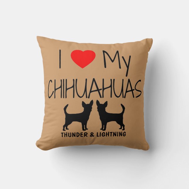 Anpassningsbar I Kärlek Mina två Chihuahuas Kudde (Framsida)
