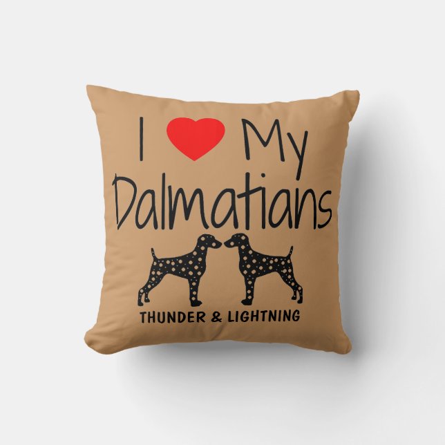 Anpassningsbar I Kärlek Mina två Dalmatier Kudde (Framsida)