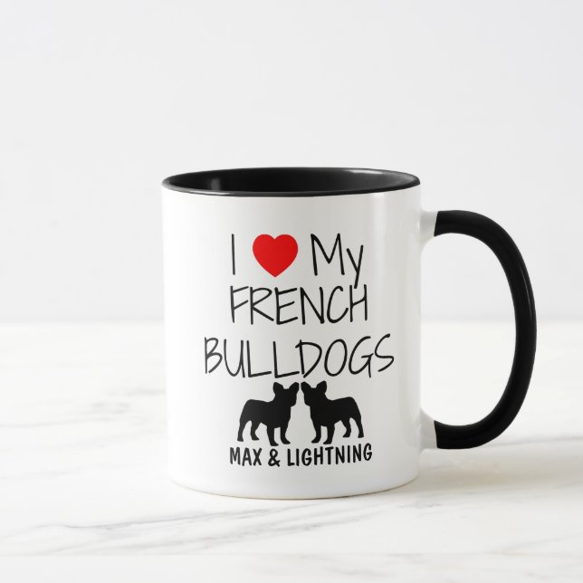 Anpassningsbar I Kärlek Mina två Franskar Bulldog Mugg (Höger)