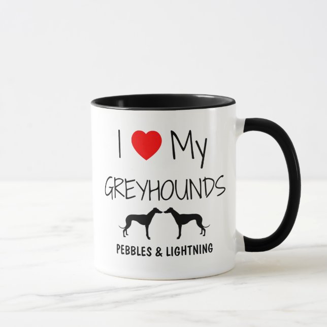 Anpassningsbar I Kärlek Mina två greyhound Mugg (Höger)