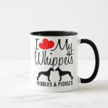 Anpassningsbar I Kärlek Mina två piskor Mugg<br><div class="desc">Den här anpassningsbarna "I Kärlek My Whippets" mugg är perfekt för alla som äger två Whipping hundar,  byt bara till ditt eget namn med den angivna rutan.</div>
