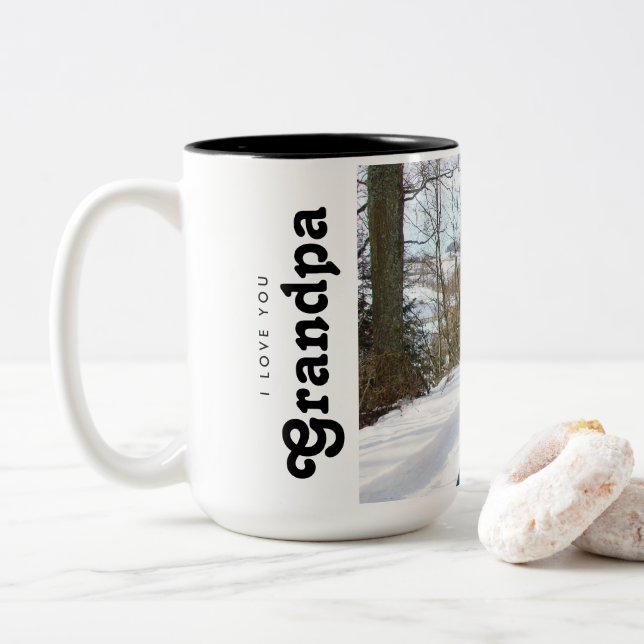 Anpassningsbar I kärlek, morfar Photo Två-Tonad Mugg (Med munk)