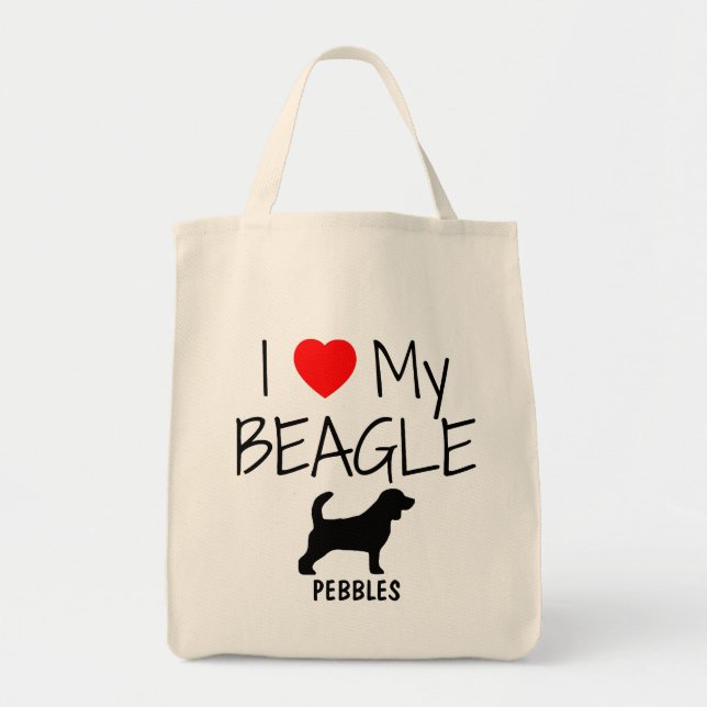 Anpassningsbar I Kärlek My Beagle Tote Bag Tygkasse (Framsidan)