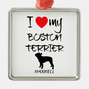 Anpassningsbar I Kärlek My Boston Terrier Julgransprydnad Metall
