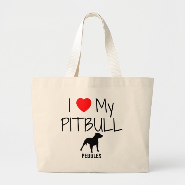 Anpassningsbar I Kärlek My Pitbull Jumbo Tygkasse (Framsidan)