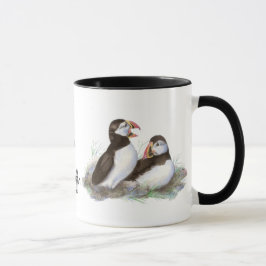 Anpassningsbar "I kärlek my Puffin", Cute Watercol Mugg