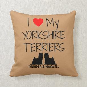 Anpassningsbar I Kärlek My Two Yorkshire Terriers Kudde