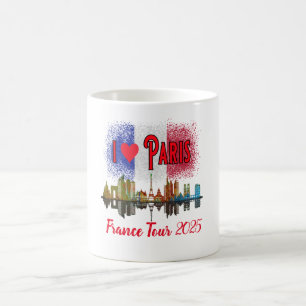 Anpassningsbar I Kärlek Paris Skyline Fransk Flagg Kaffemugg