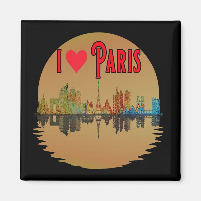 Anpassningsbar I Kärlek Paris Skyline Sunset Souve Magnet (Framsidan)