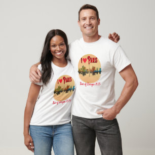 Anpassningsbar I Kärlek Paris Skyline Sunset Souve T Shirt
