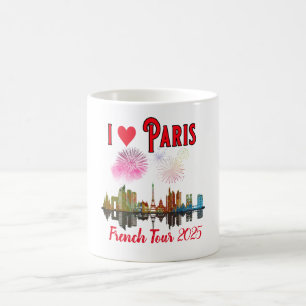 Anpassningsbar I Kärlek Paris vid Night Skyline Fi Kaffemugg