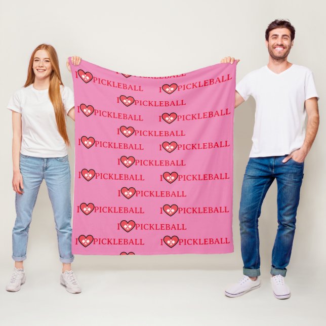 Anpassningsbar I Kärlek Pickleball Heart Rosa Fleecefilt (På plats)