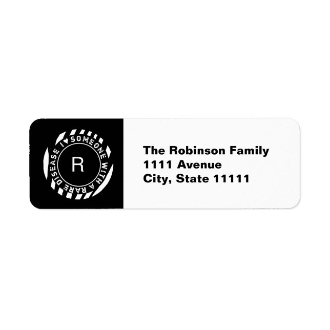 ANPASSNINGSBAR I KÄRLEK VISSA MED SÄLLSYNT SJUKDOM RETURADRESS ETIKETT (Framsidan)