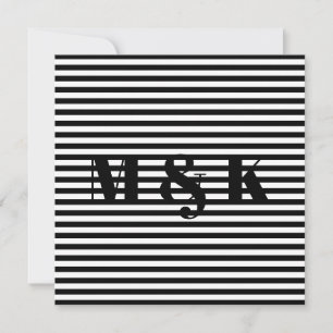 Anpassningsbar i monogram initialer svartvit rand- tack kort