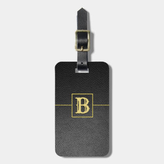 Anpassningsbar i monogram svarvläder bagagebricka