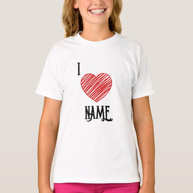 ANPASSNINGSBAR I ♥ NAMN T SHIRT (Framsida)