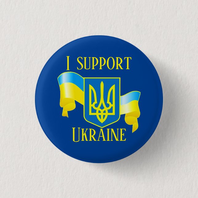 Anpassningsbar I stöder Ukraina UKRAINIAN FLAGGA P Knapp (Framsida)