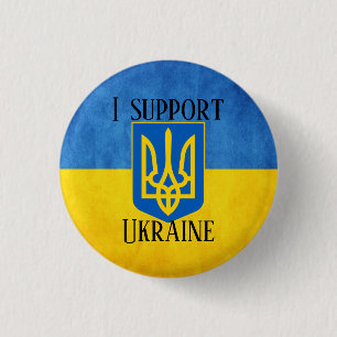 Anpassningsbar I stöder Ukraina UKRAINIAN FLAGGA P Knapp