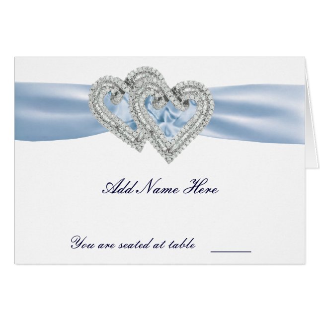 Anpassningsbar Ice Blue Hearearpoints-platskort OBS Kort (Framsidan Horizontal)