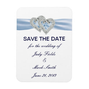 Anpassningsbar Ice Blue Hearts Spara datum magnete Magnet