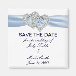 Anpassningsbar Ice Blue Hearts Spara datum magnete Magnet