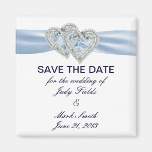 Anpassningsbar Ice Blue Hearts Spara datum magnete Magnet