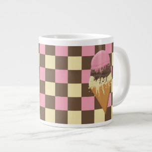 Anpassningsbar Ice Cream Cone Checkded Mönster Ju Jumbo Mugg