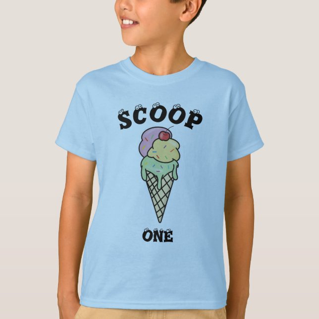 Anpassningsbar Ice Cream Cone Scoop en Twillingar  T Shirt (Framsida)