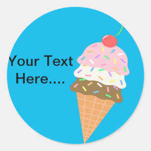 Anpassningsbar Ice Cream Stickers. Runt Klistermärke