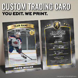 Anpassningsbar Ice Hockey Trading Card Black Guld 