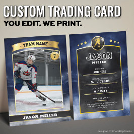 Anpassningsbar Ice Hockey Trading Card Blue Guld S