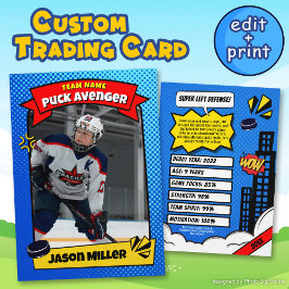 Anpassningsbar Ice Hockey Trading Card, Tecknad Ho