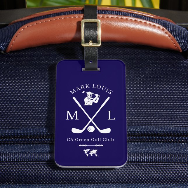 Anpassningsbar-ID Coola Blue-Märkre för golfer Bagagebricka (Framsida Insitu 2)
