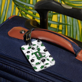 anpassningsbar idrottsman monogram grönt - soccerk bagagebricka