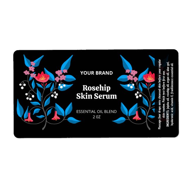 Anpassningsbar Illustrerade svarta produktetikette Fraktsedel (Framsidan)