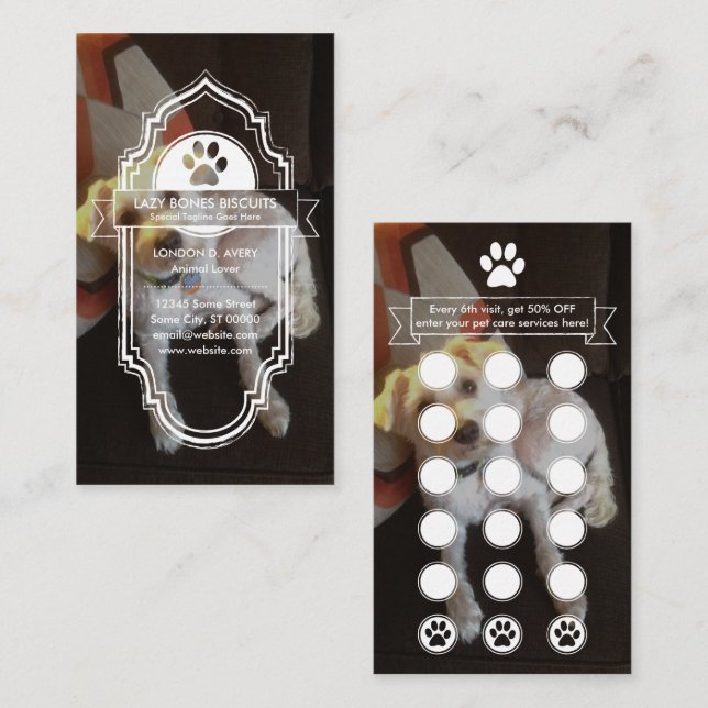 ANPASSNINGSBAR IMAGE-lojalitetsprogram för tass ti Lojalitetskort (Fram/baksida)