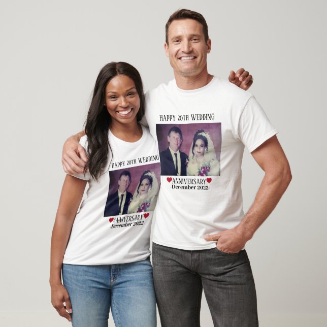 Anpassningsbar Image Lycklig 20:e Bröllop-årsdagen T Shirt (Unisex)