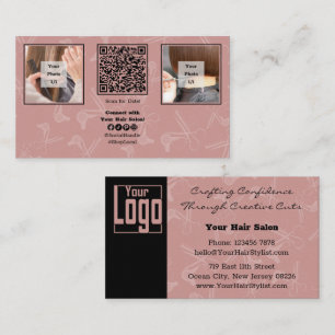 Anpassningsbar Image Rosa Hair Salon QR-kod Social Visitkort