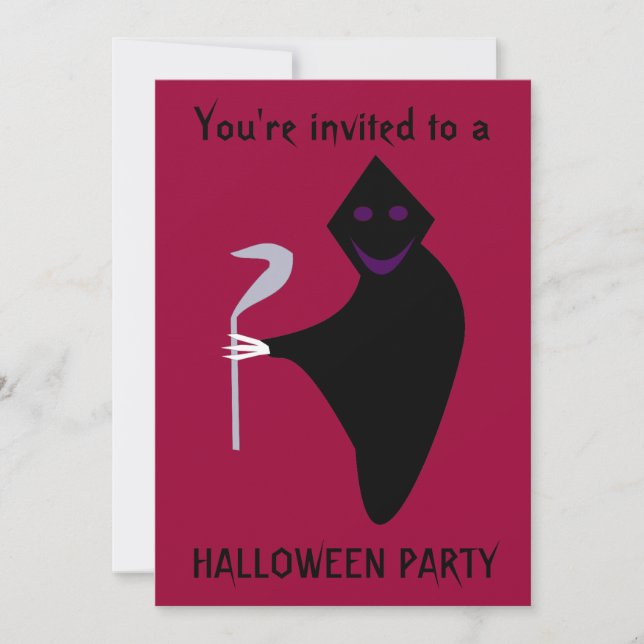 Anpassningsbar inbjudan till Grim Reaper Halloween (Framsida)