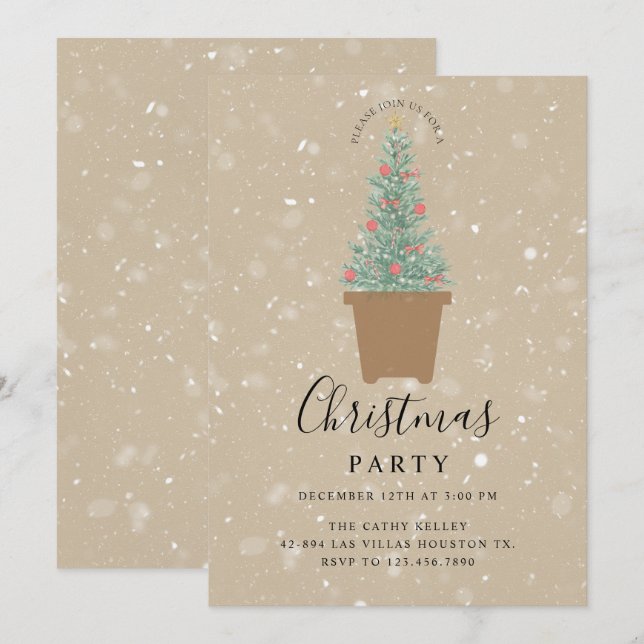 Anpassningsbar-inbjudan till julfest inbjudningar (Fram/baksida)